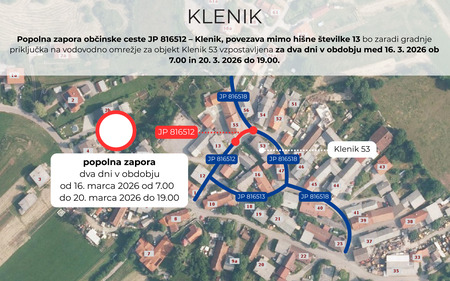 Obvestilo o zapori ceste 