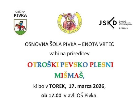 OSNOVNA ŠOLA PIVKA vabilo MIŠ MAŠ naslovka