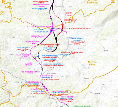 izsek pregledne karte poteka vseh variant za območje občine Pivka