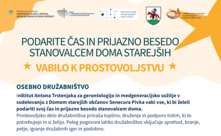 Vabilo, Podarite čas in prijazno besedo stanovalcem doma starejših