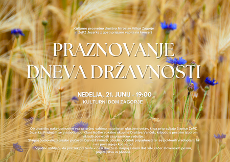 Kulturno prosvetno društvo Miroslav Vilhar Zagorje in ŽePZ Jezerke z gosti prijazno vabita na koncert