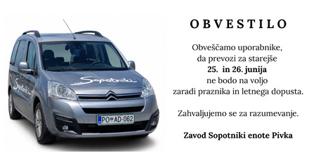 obvestilo o obratovanju